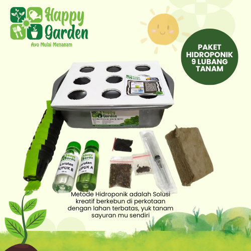 PAKET HIDROPONIK WICK LENGKAP 9 LUBANG 1 BAK TERMURAH TERMASUK BENIH SAYUR DAN PUPUK TINGGAL TANAM