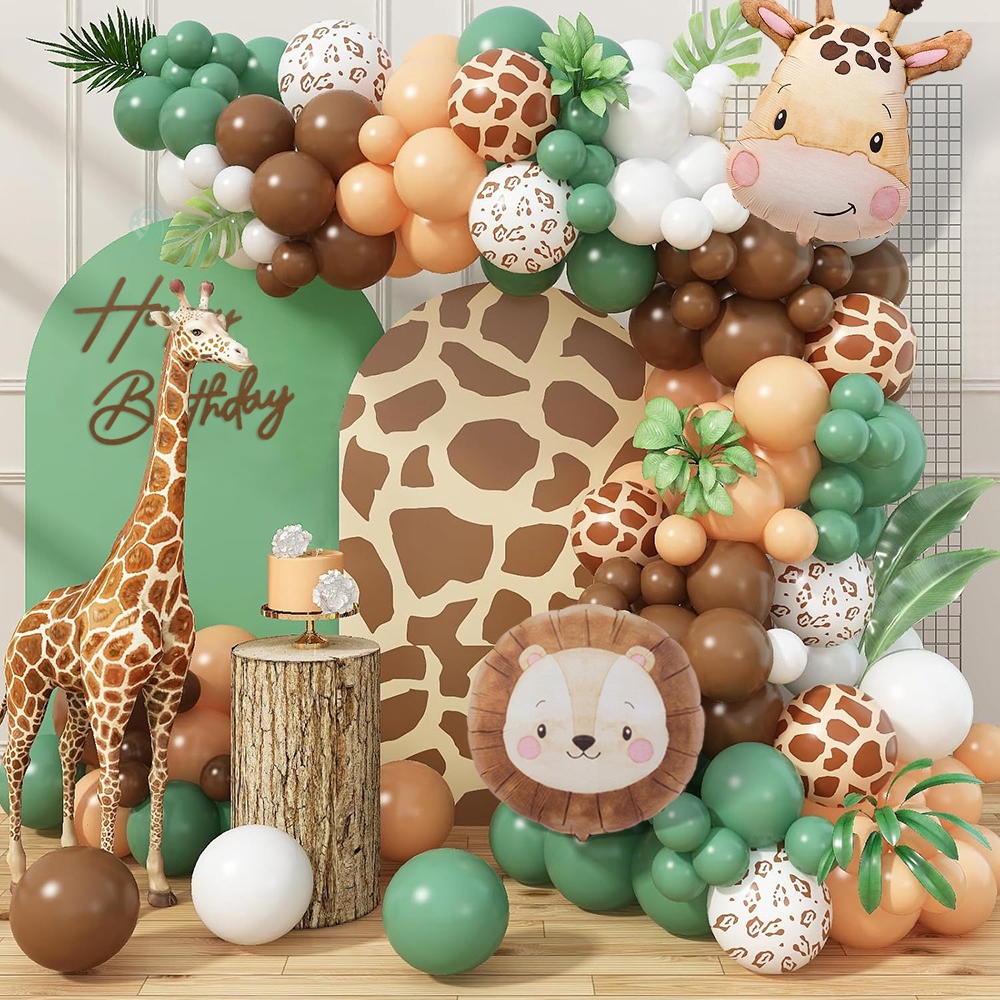 GeeParty Jungle Safari Hewan Dinosaurus Balon Garland Set Arch Kit Untuk Perlengkapan Dekorasi Pesta Ulang Tahun Anak