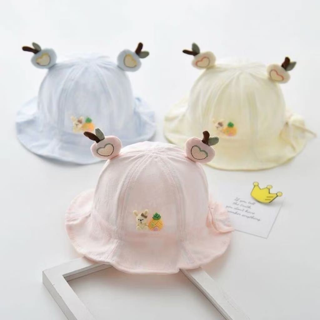 Jual TB048 Topi Bucket hat Bunny Rabbit Apple Pineapple bayi perempuan ...