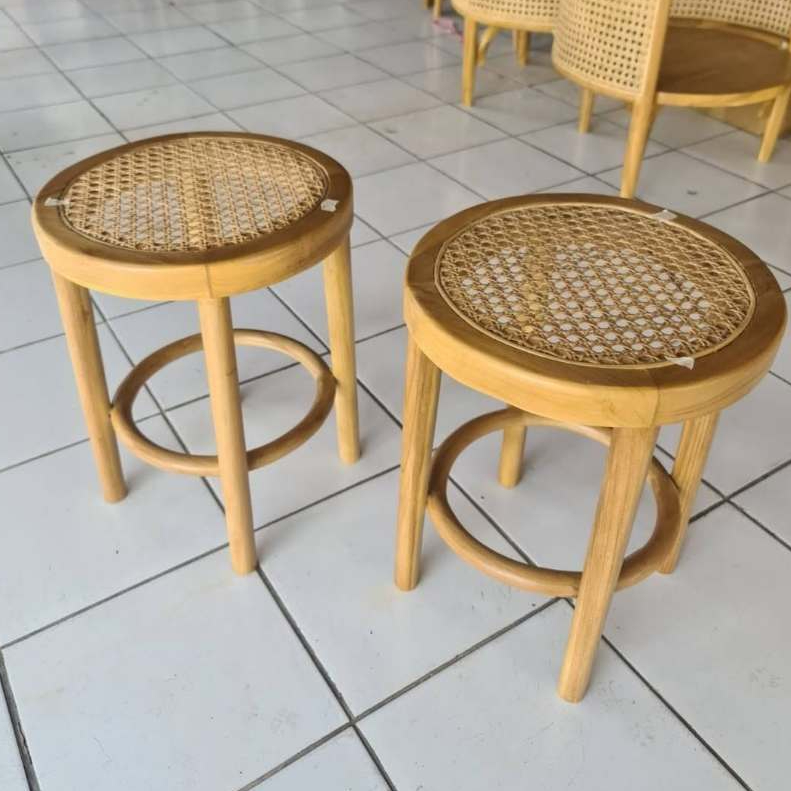 Jual Stool Rotan Kayu Jati Bundar | Shopee Indonesia