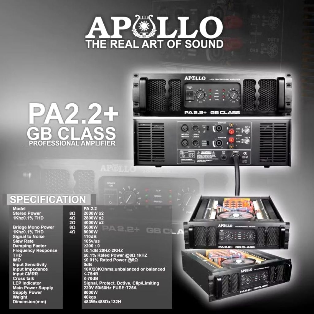 Jual power amplifier APOLLO PA 2.2+ GB CLASS ORIGINAL | Shopee Indonesia