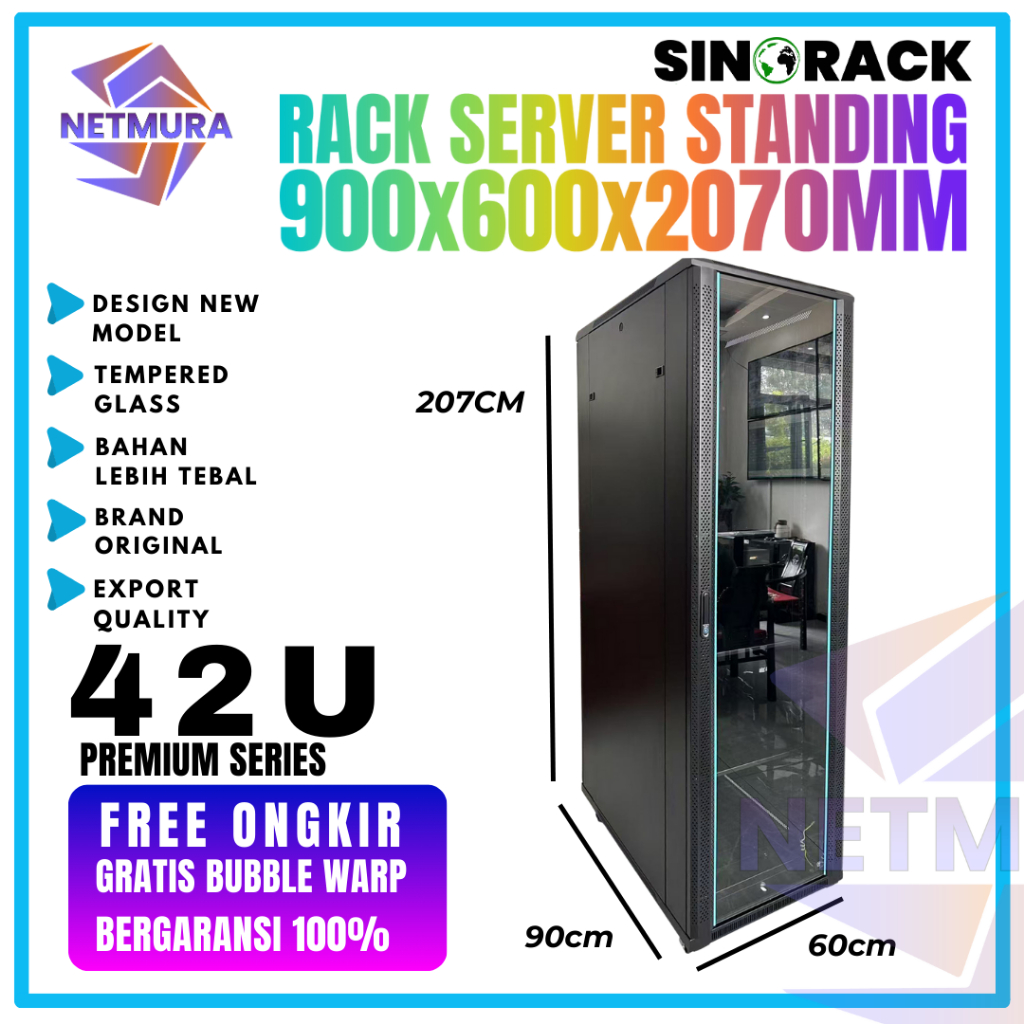 Jual Sinorack Sanding Rack 42U Server Rack Tempered Glass | Shopee ...