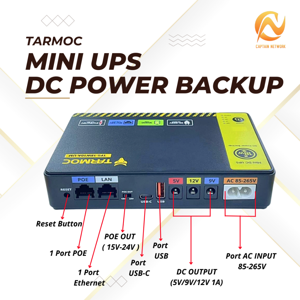Jual Tarmoc TPS-18W10A-UM | Mini UPS DC Power Supply 5V/9V/12V POE 15 ...