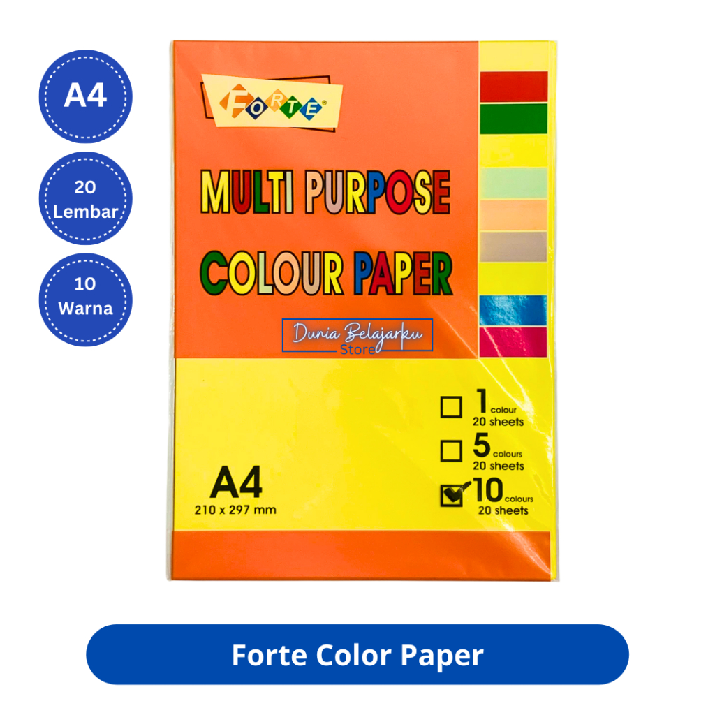 Jual Multi Purpose Color Paper A4 Forte 21 x 29.7 cm Art Paper | Shopee ...