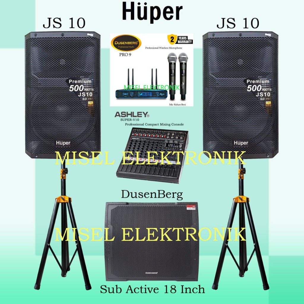 Jual Paket Sound System Speaker Aktif 15 Inch Huper JS10 Subwoofer 18 ...