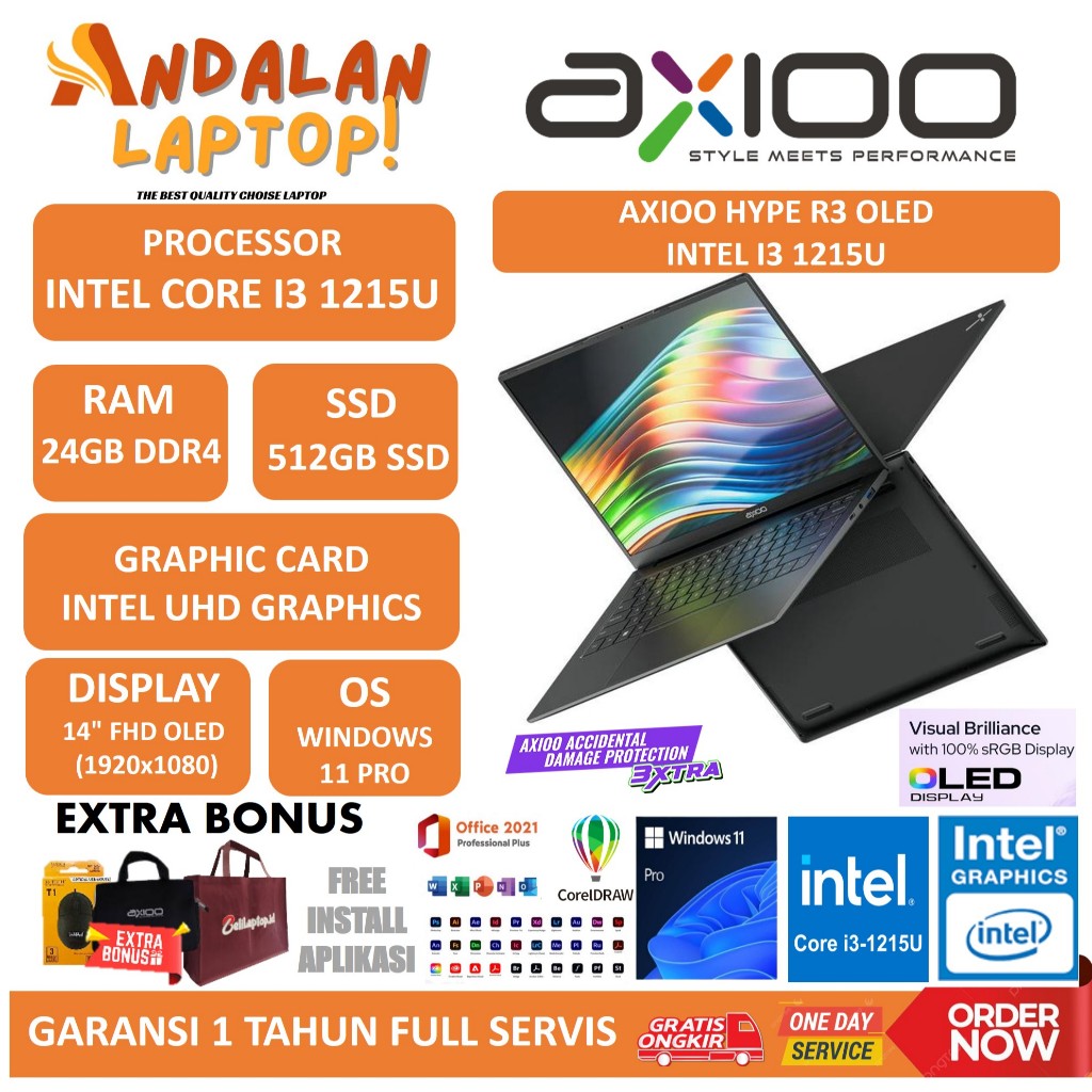 Jual LAPTOP AXIOO HYPE R3 OLED INTEL I3 1215U 24GB 512GB 14.0 FHD OLED ...