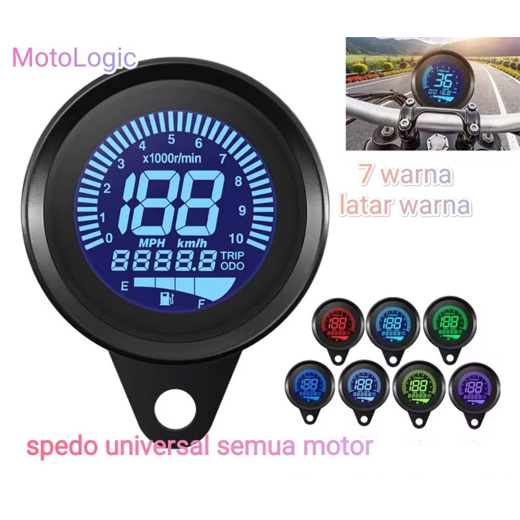 Jual speedometer digital bulat rxking cb Tiger ninja 7 warna universal ...