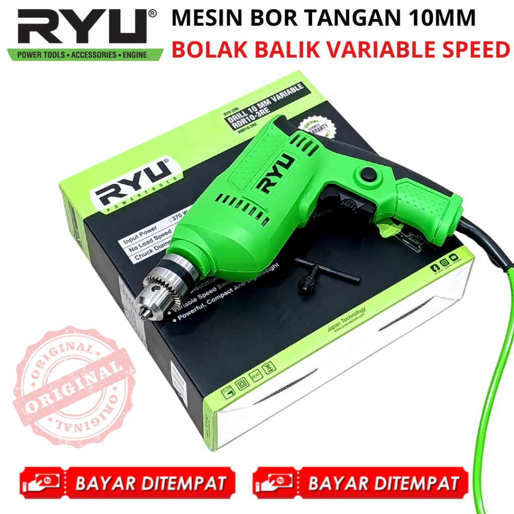 Jual RYU Mesin Bor Listrik 10mm HandDrill RDR 10-3 Bolak Balik Variable ...