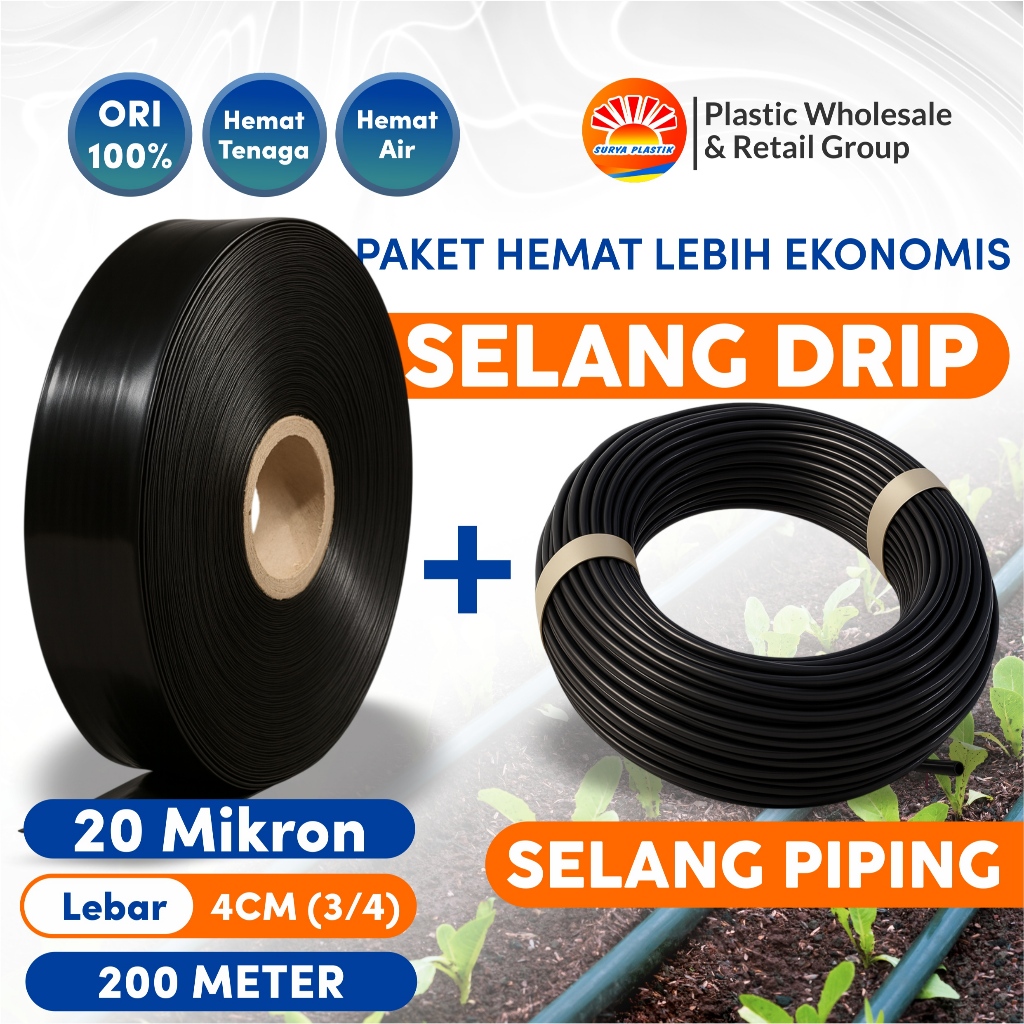 SELANG DRIP 20 MICRON 4CM 200 METER PIPA 3/4 INCH  FREE PIPING / SELANG IRIGASI / SELANG PERTANIAN