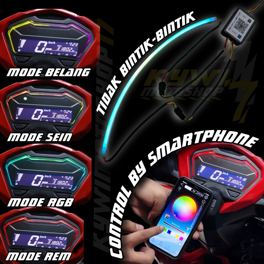 Jual List speedometer RGB Smartphone Mode belang matrix universal vario ...
