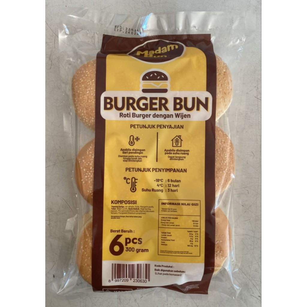 Jual Madam Roti Burger Bun Wijen isi 6 (Roti burger wijen) | Shopee ...