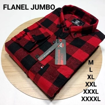 Kemeja Flanel Catur Cream M L XL XXL XXXL XXXXL Oversize Lengan Panjang