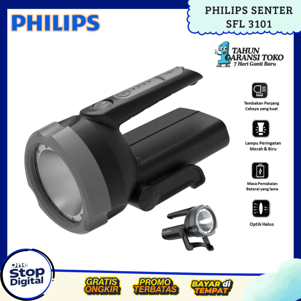 Jual Philips SFL3101/SFL3121/SFL3241 Flashlight Senter Led Jumbo Super ...