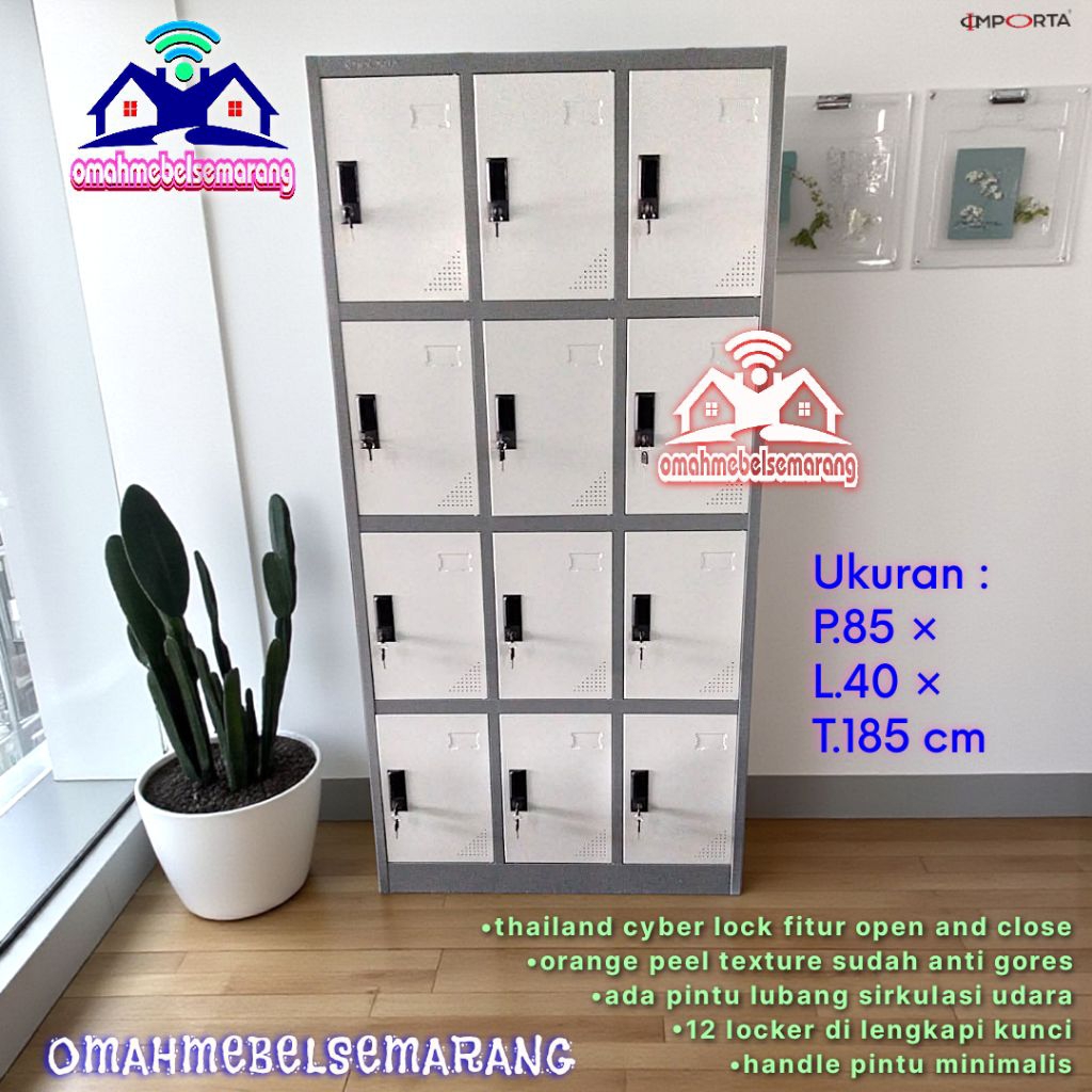Jual Lemari full metal locker 3×4 steel 12 kotak IMPORTA LC 12P rak ...