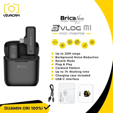 Brica B VLOG M1S M1D M2 M3 M4 M5 Dual Wireless Microphone Clip On Mic Vlog With Charging Case