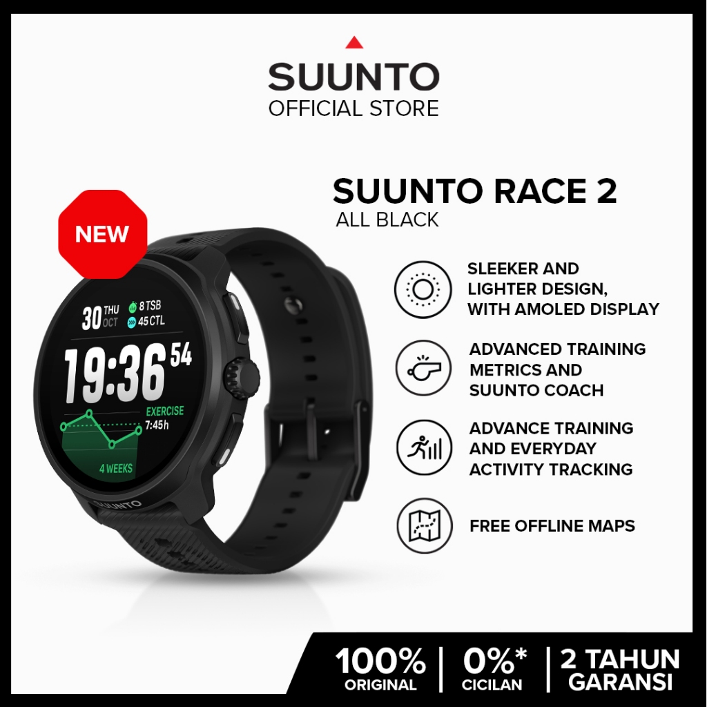 Jual Suunto Race All Black AMOLED Outdoor Sports Watch with