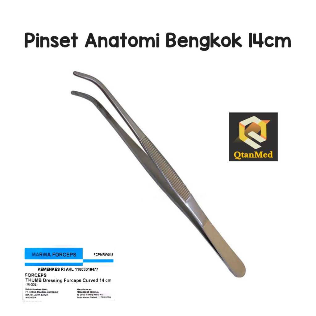 Jual Pinset Anatomis Bengkok 14cm Stainless Steel / Pinset Anatomi ...