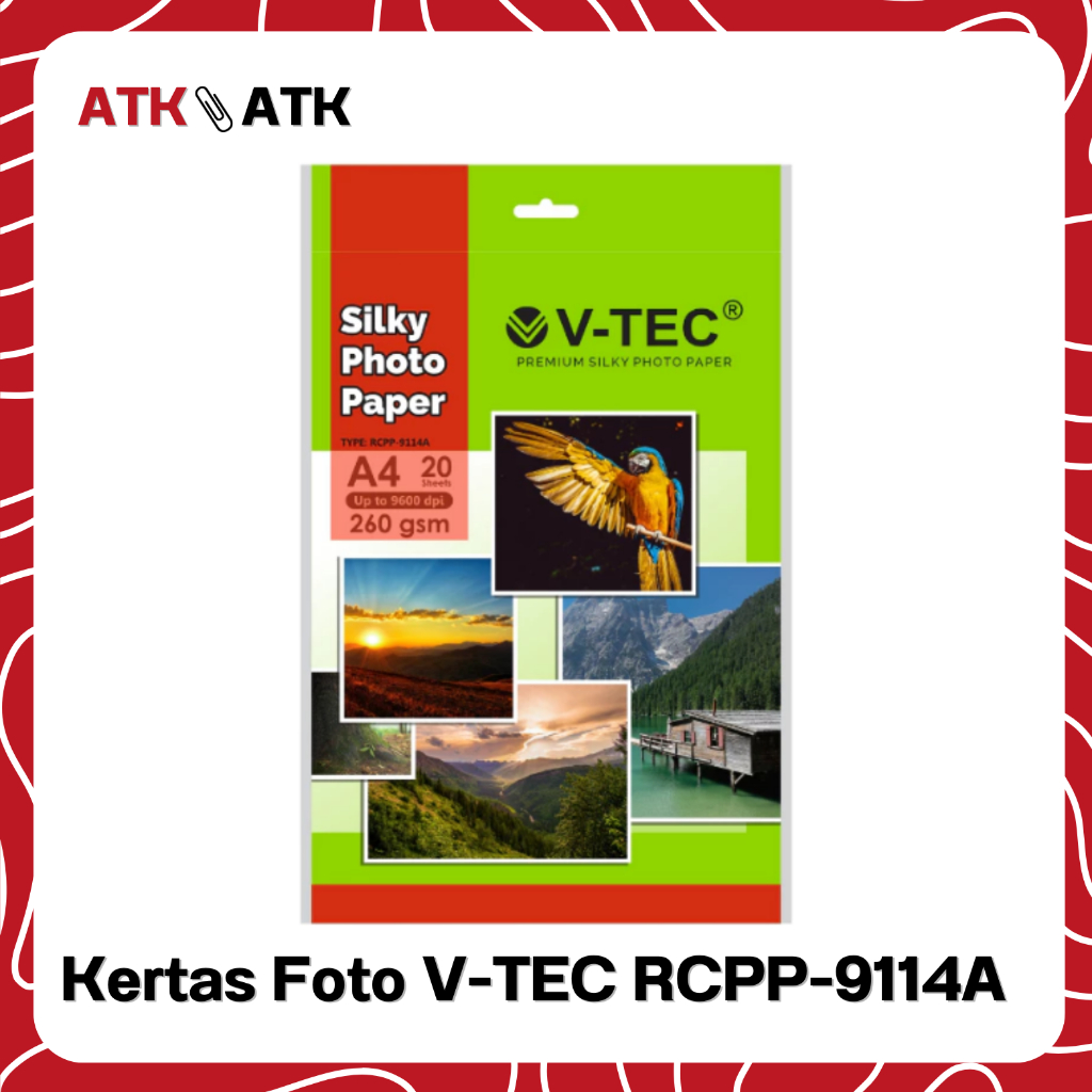 Jual [PACK] KERTAS FOTO V-TEC RCPP-9114A A4 260gsm Silky Photo Paper 1 ...