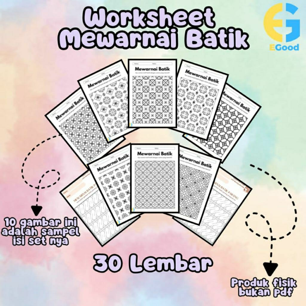 Jual worksheet mewarnai batik | Shopee Indonesia