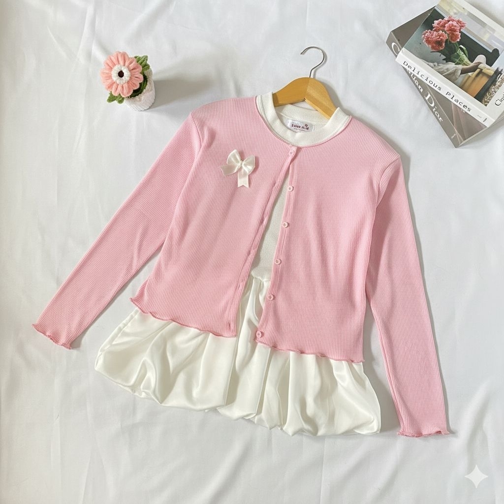 Jual Setelan Coquette Cardigan + Inner Balon | Shopee Indonesia