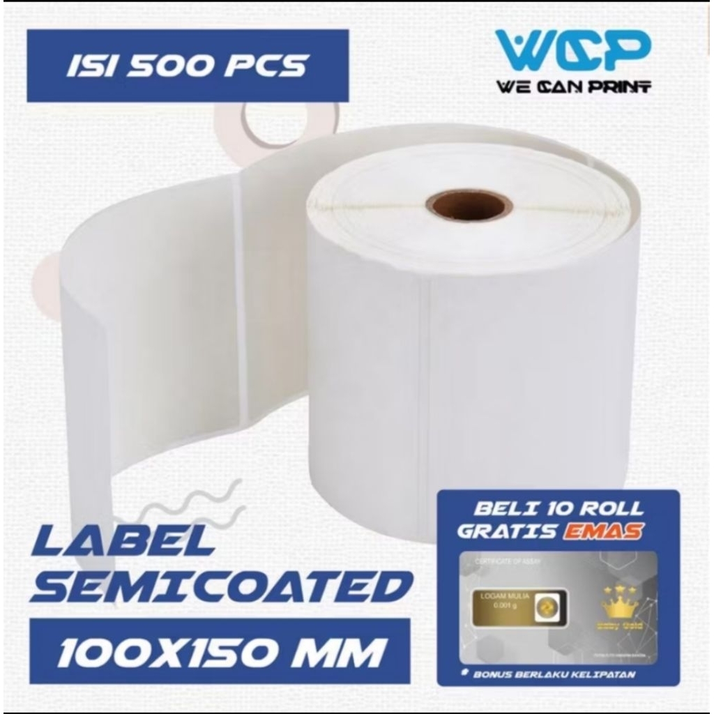 Jual Label Resi Printer Barcode Kertas Sticker Semicoated 100x150 100 x ...