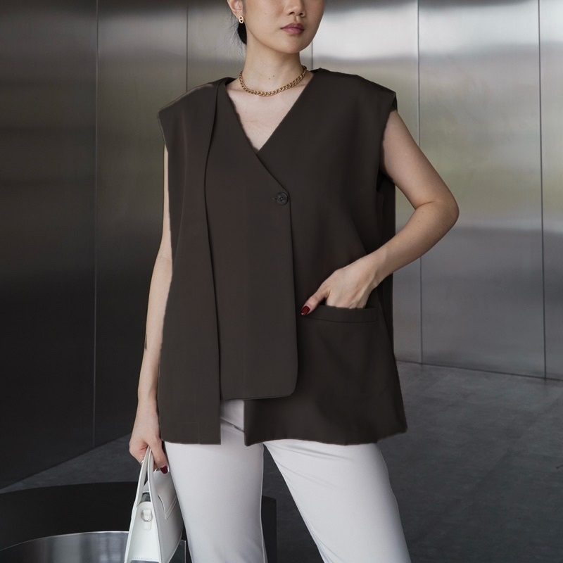 Jual Prizona Outer Rompi Vest Atasan Luaran Wanita Oversized Korean ...