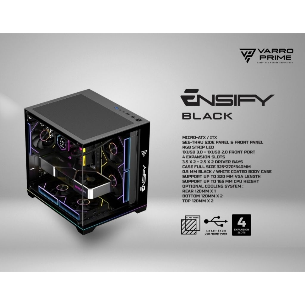 Jual Casing Varro ENSIFY Black ( RGB Strip ) | Shopee Indonesia