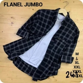 Kemeja Flanel 57 Abu M L XL XXL XXXL XXXXL Oversize Lengan Panjang