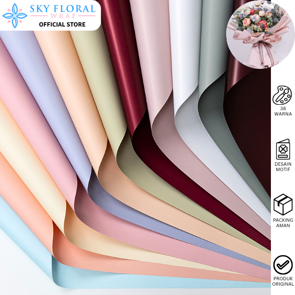Jual Sky Floral Wrap Kertas Buket Solid Full Color Cellophane Flower ...