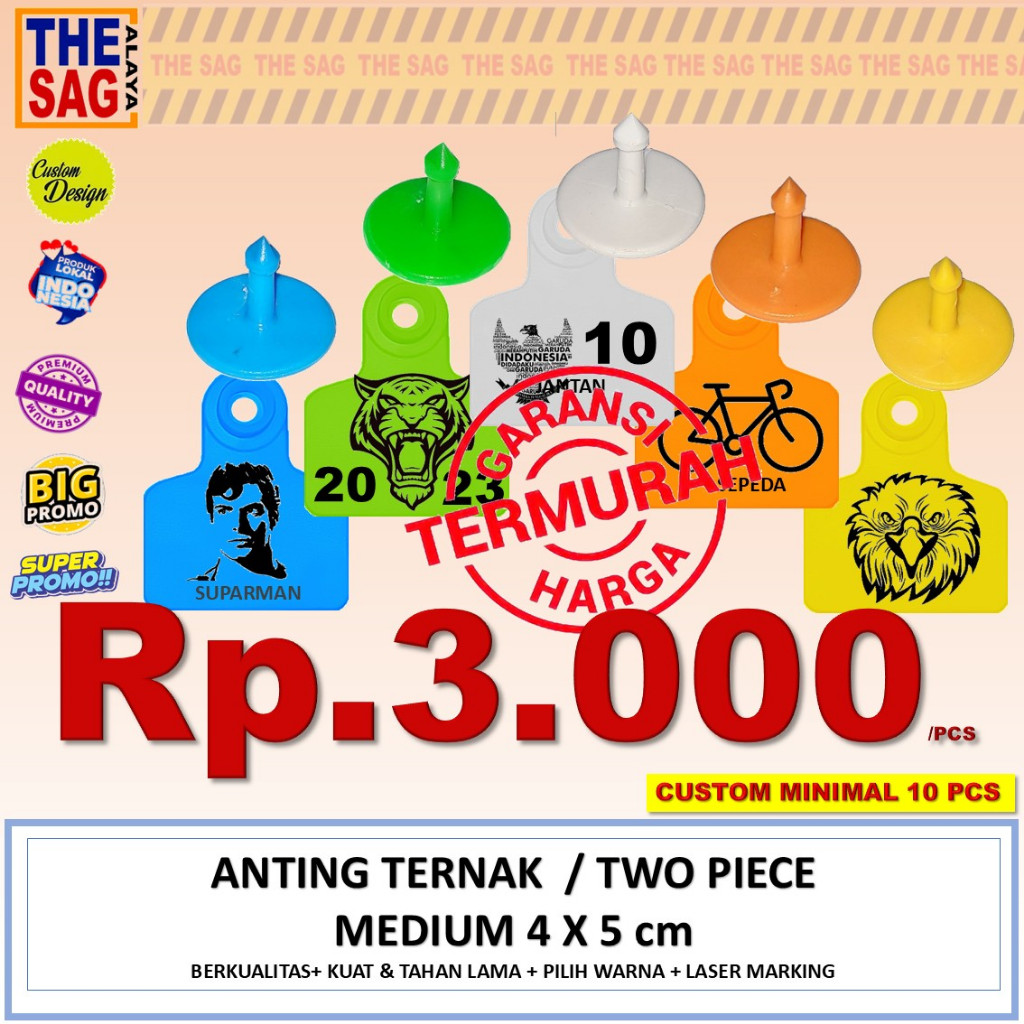 Jual EARTAG 4X5cm CUSTOM NO + INISIAL + LOGO (HARGA PER PCS PEMBELIAN ...