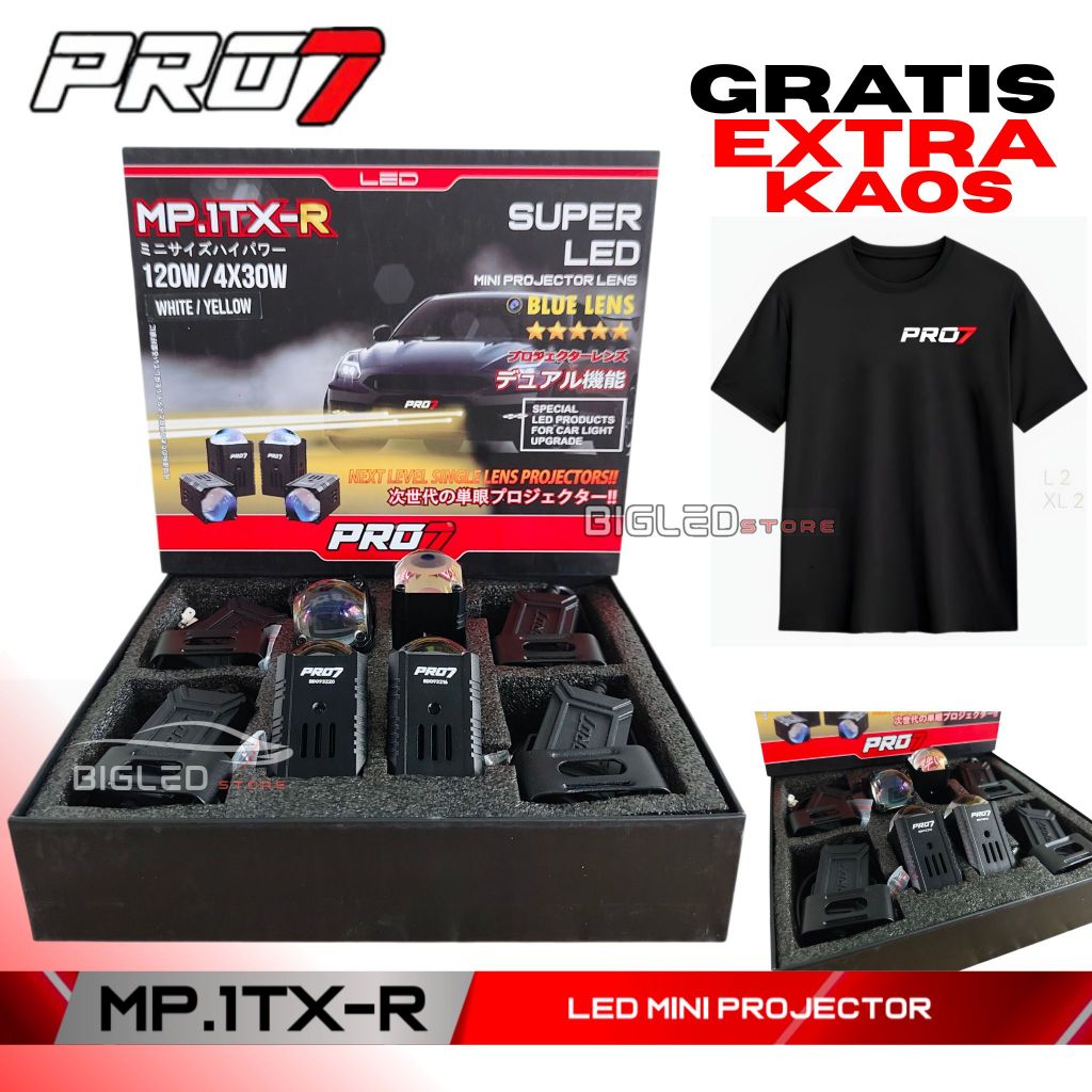 Jual [GRATIS EXTRA KAOS] MINI PROJIE Pro7 MP.1TX-R Super LED Blue Lens ...
