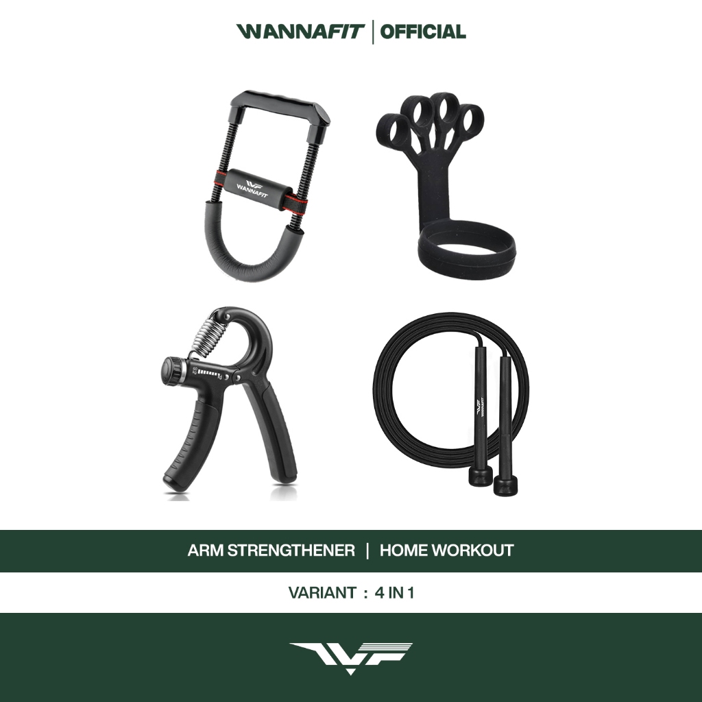 WANNAFIT Paket 4 in 1 | Arm Trainer | Power Wrist Skipping Finger Resistance | Alat Olahraga Rumah