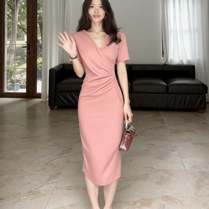 midi dress 2025 mewah elegan model terbaru Pink Floral Midi Dress – Sandi's Styles main image 0
