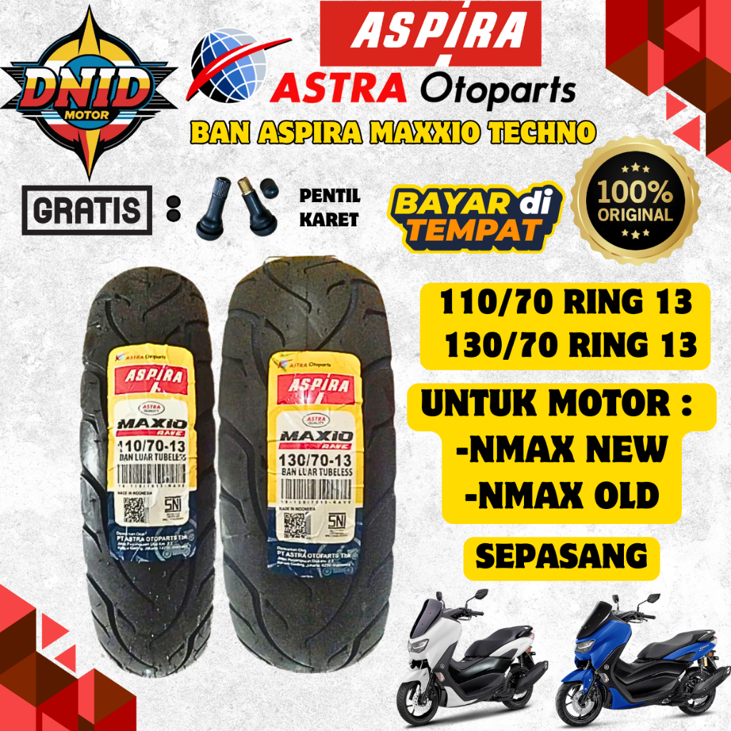 Jual BAN ASPIRA MAXIO RAVE DEPAN BELAKANG MOTOR NMAX TURBO / NMAX NEW ...