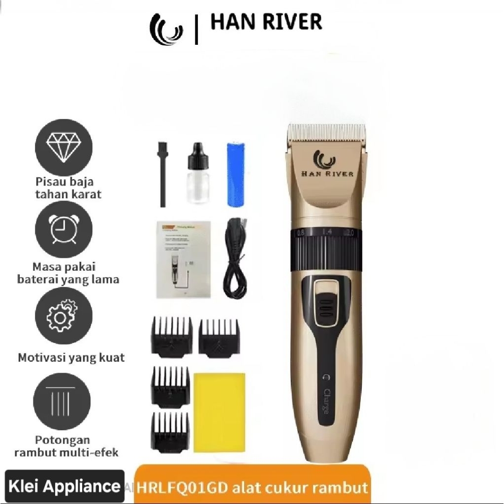 Jual HAN RIVER alat cukur rambut baterai 1 set / hair clipper gold ...