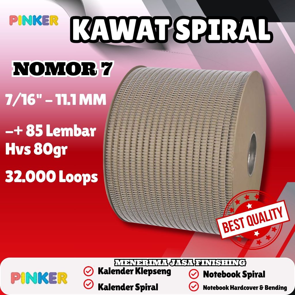 Jual Spiral Kalender Luxe Wire Kawat Spiral No 7 Ring Kawat 7/16 putih ...