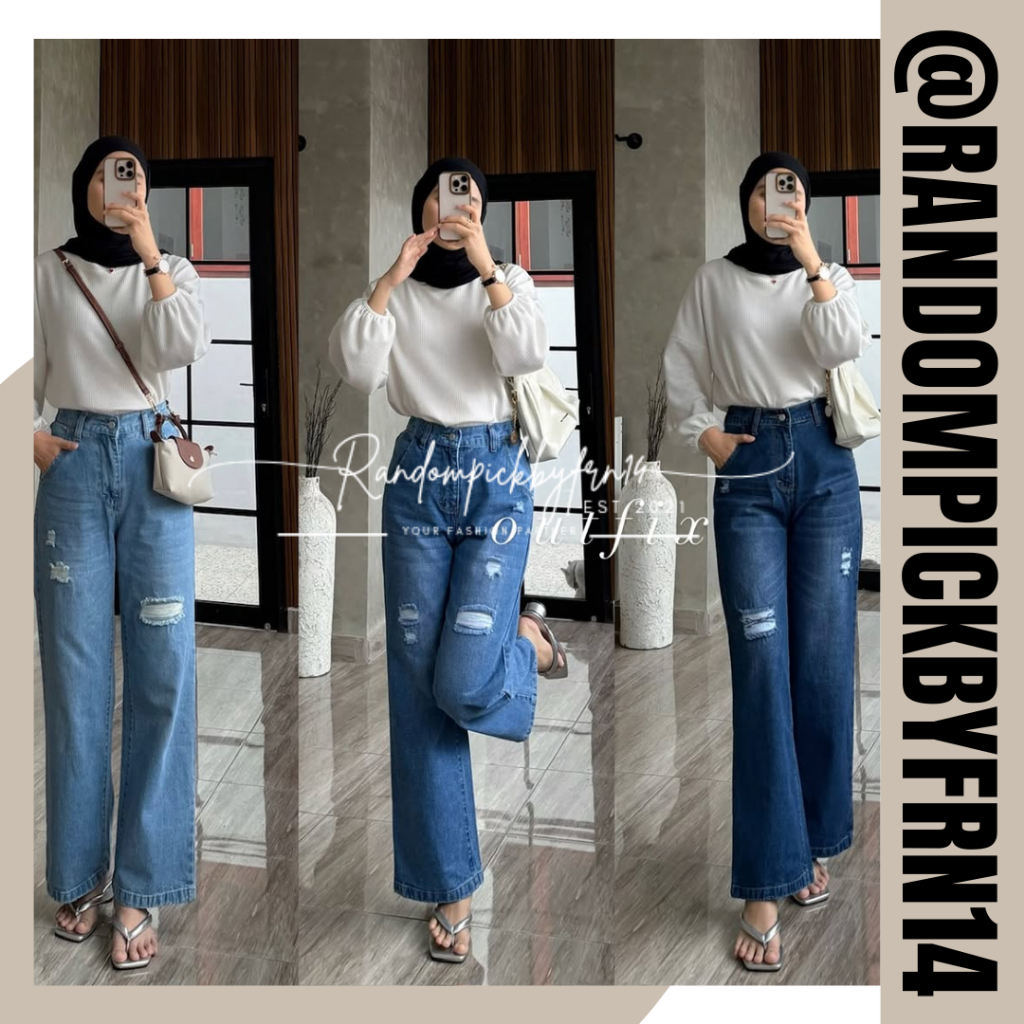 Jual RIPPED JEANS OUTFIX || BARREL JEANS OUTFIX || CUTBRAY JEANS OUTFIX ...