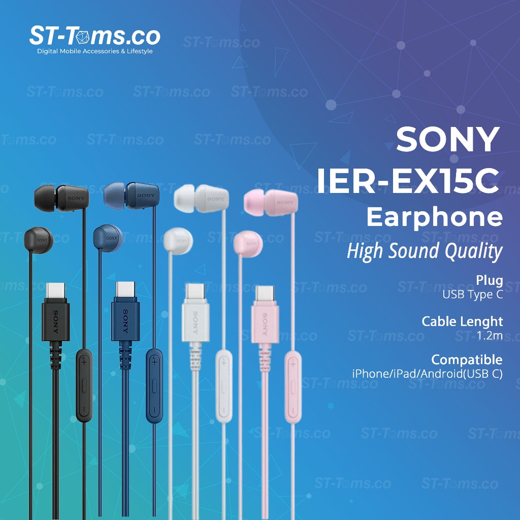 Jual Sony IER-EX15C / EX 15C / EX15 C USB-C Plug Earphone With Mic for ...