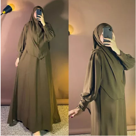 MAFAZA - Gamis Syar'i Bahan Sabrina/aurora Anti UV Gamis Bandana Mulism Tangan Kancing Mewah Umroh BEsic Hijab