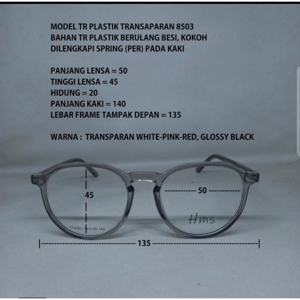 Jual FRAME KACAMATA 8503 TR PLASTIK BERTULANG BESI TRANSPARAN | Shopee ...