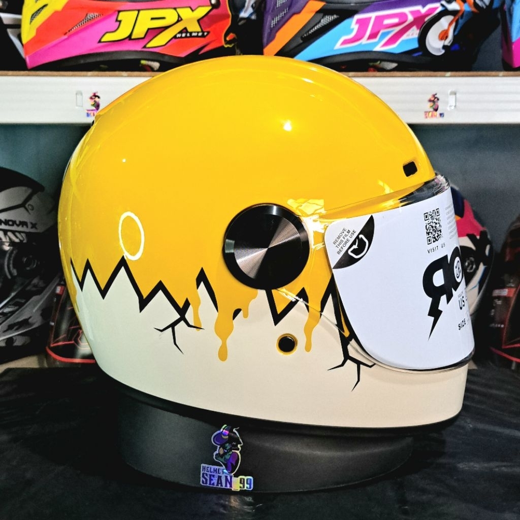 Jual HELM JPX JP ROKR MOTIF RK 03 YELLOW MELON ORANGE FULL FACE ...