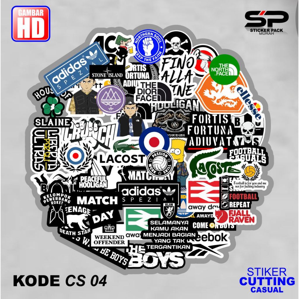 Jual Stiker Paket Casual Football Keren Waterprof Sudah Cutting 45 pcs ...