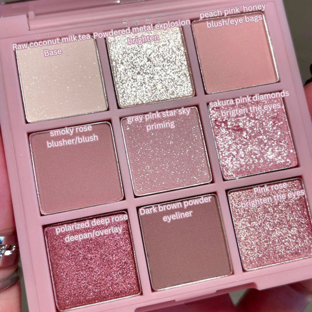 Jual MUGE LEEN Eyeshadow Pink Diamonds 9 Color Korean Look Smooth ...