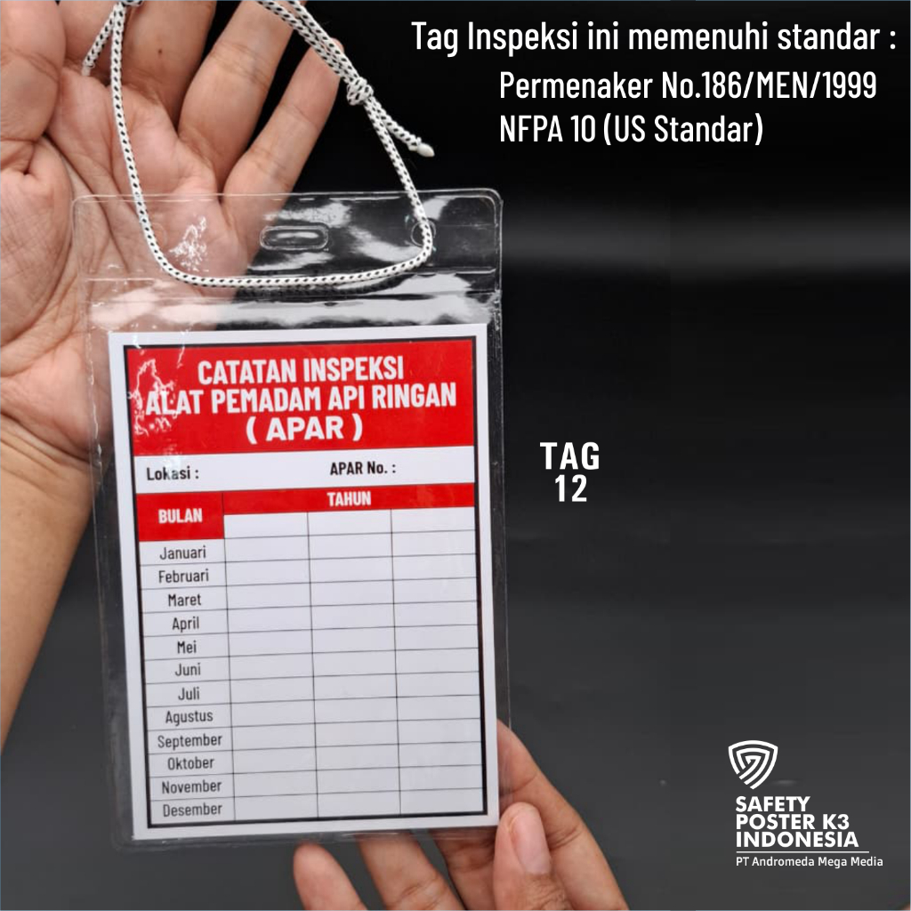 Jual Safety Tag Catatan Inspeksi Alat Pemadam Api Ringan, Laporan Apar ...