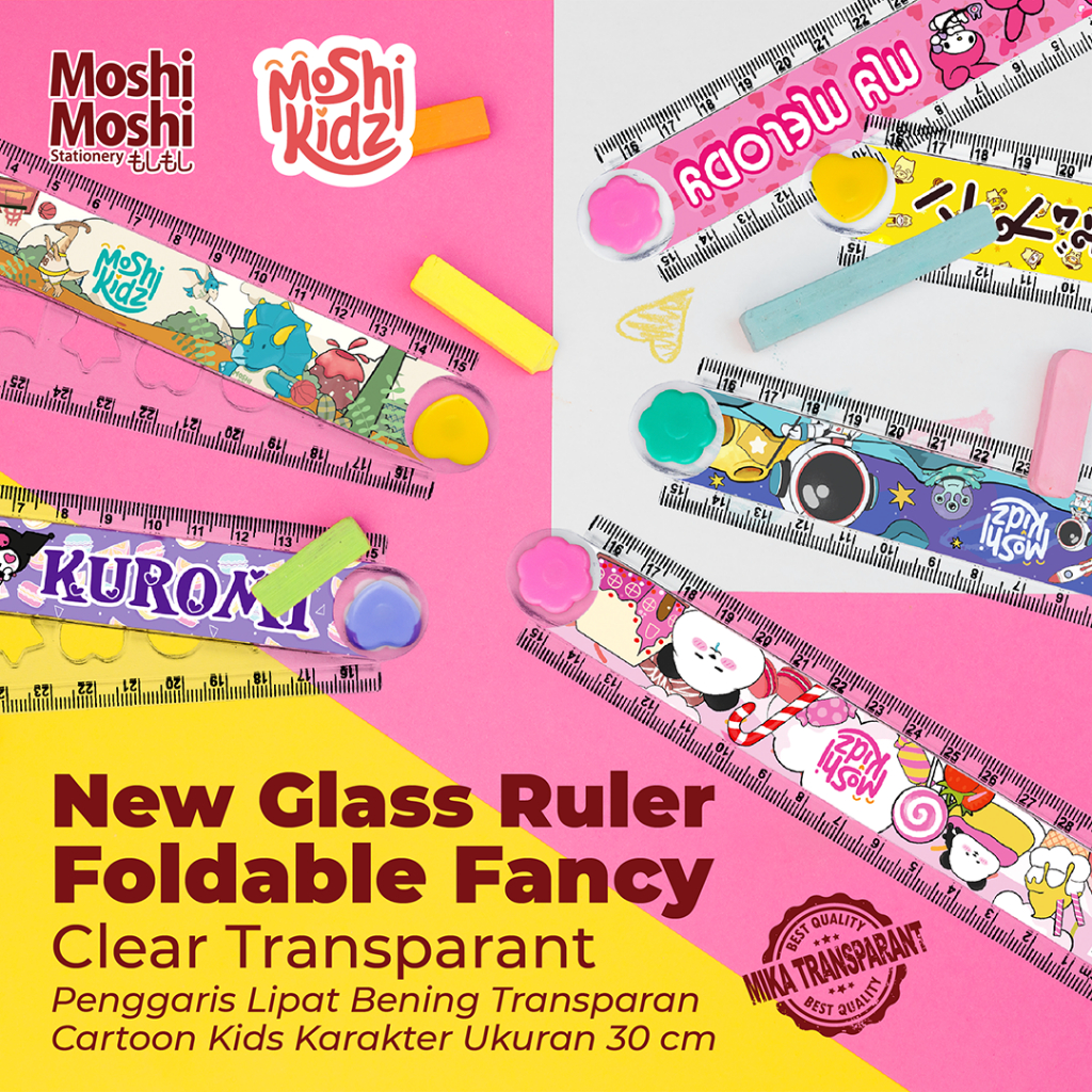Jual Glass Ruler Moshi Foldable Fancy 30 cm Penggaris Plastik Lipat ...