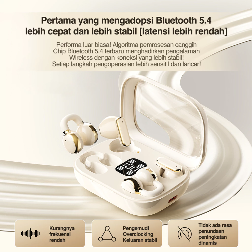 TOUITECH TWS 2in1 HS100 earphone Bluetooth 5.4 dengan desain kapsul dan dual style clip-on in-ear