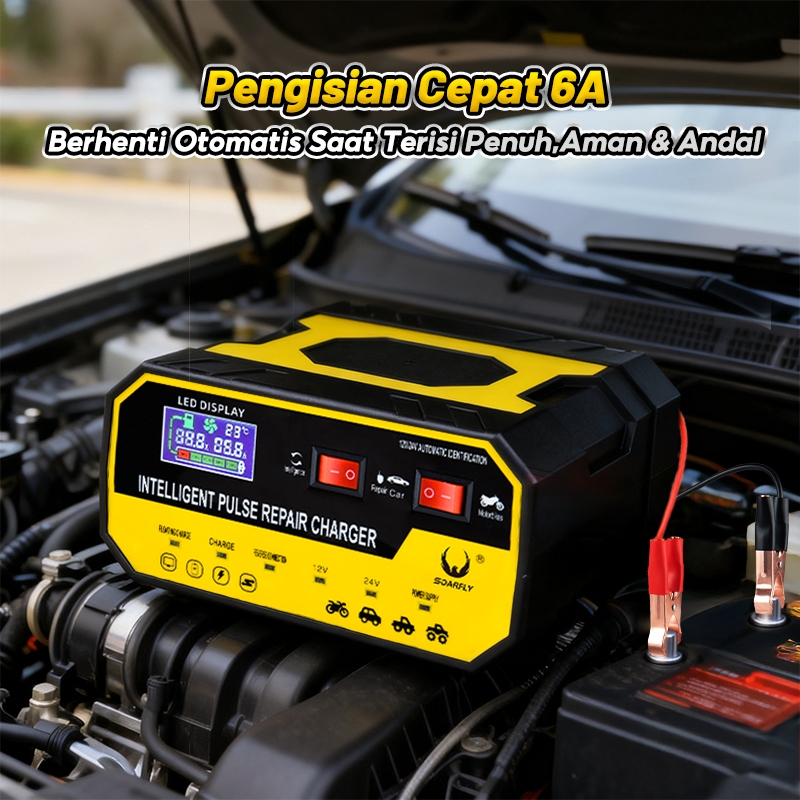 Jual SOARFLY 12V/24V/Charger Otomatis Aki/600W/4800A /Smart Battery ...