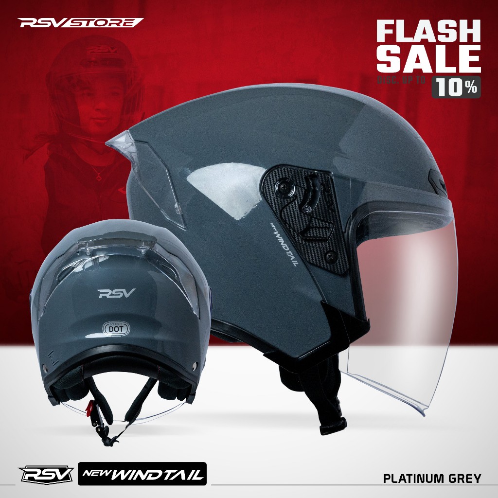 Jual HELM RSV NEW WINDTAIL SOLID PLATINUM GREY | Shopee Indonesia