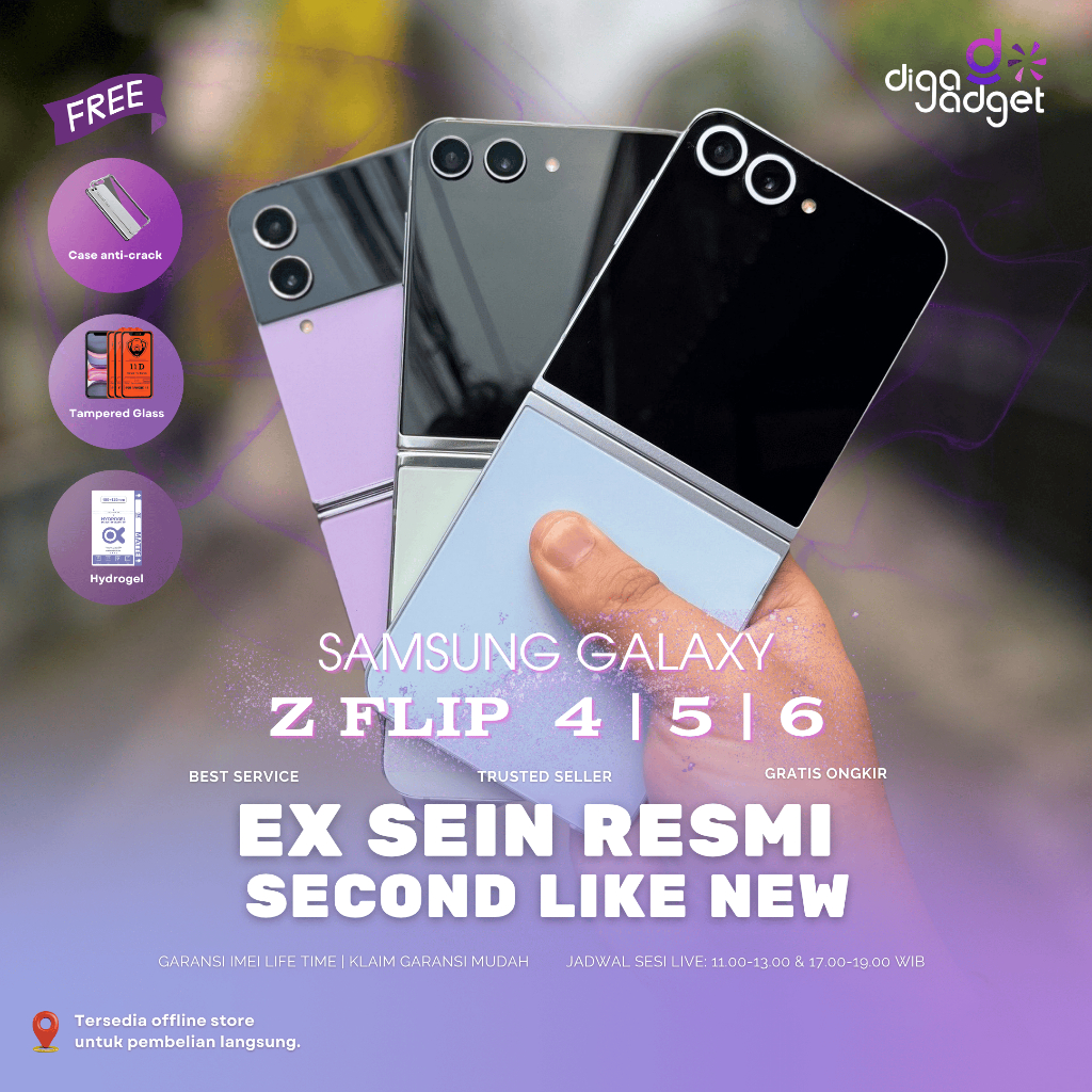 Samsung Galaxy Z Flip 6 | Flip 5 | Flip 4 5G SEIN 512Gb 256Gb 128Gb Second Fullset Resmi