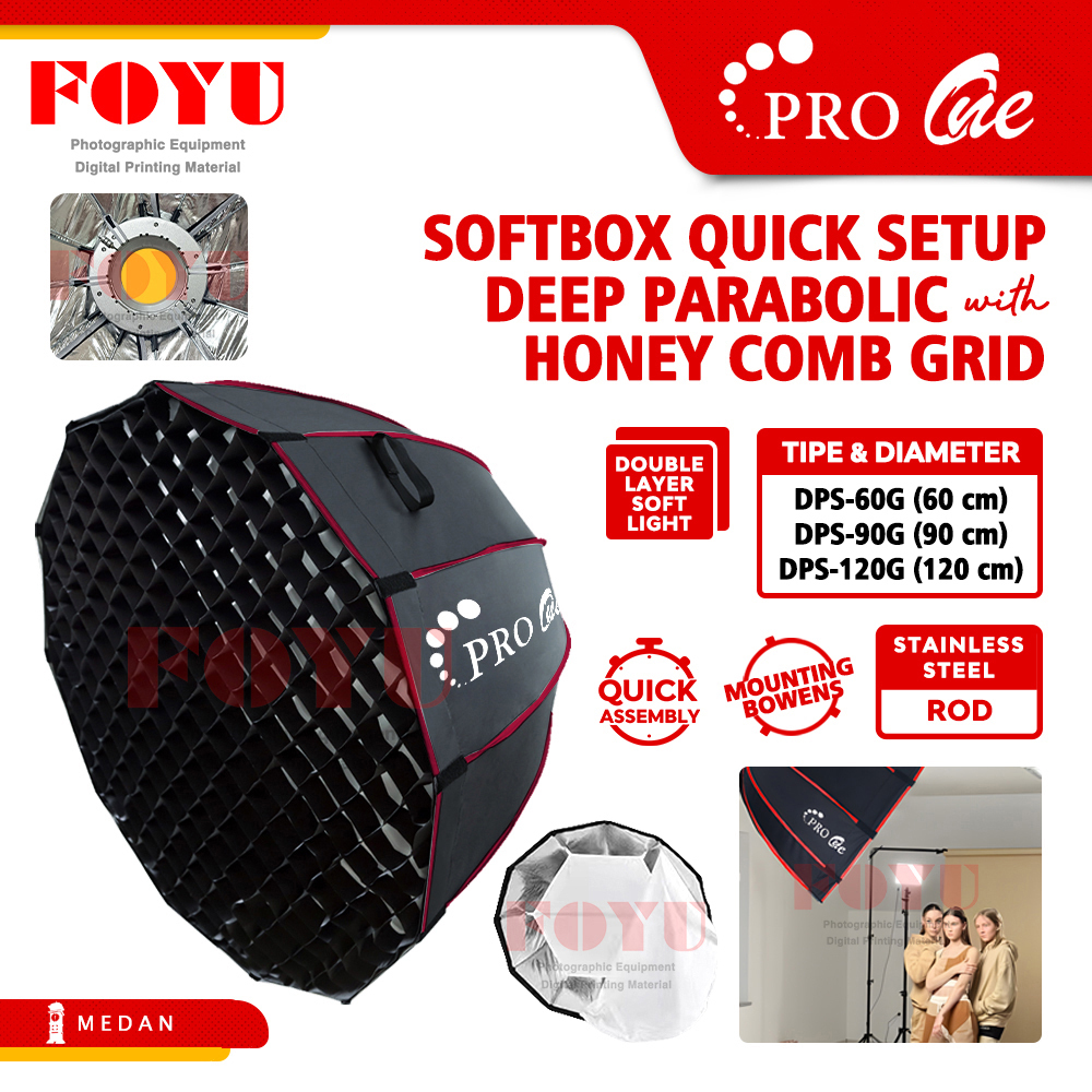Jual Pro One Softbox Deep Parabolic Honey Comb 60 90 120 cm Honeycomb ...